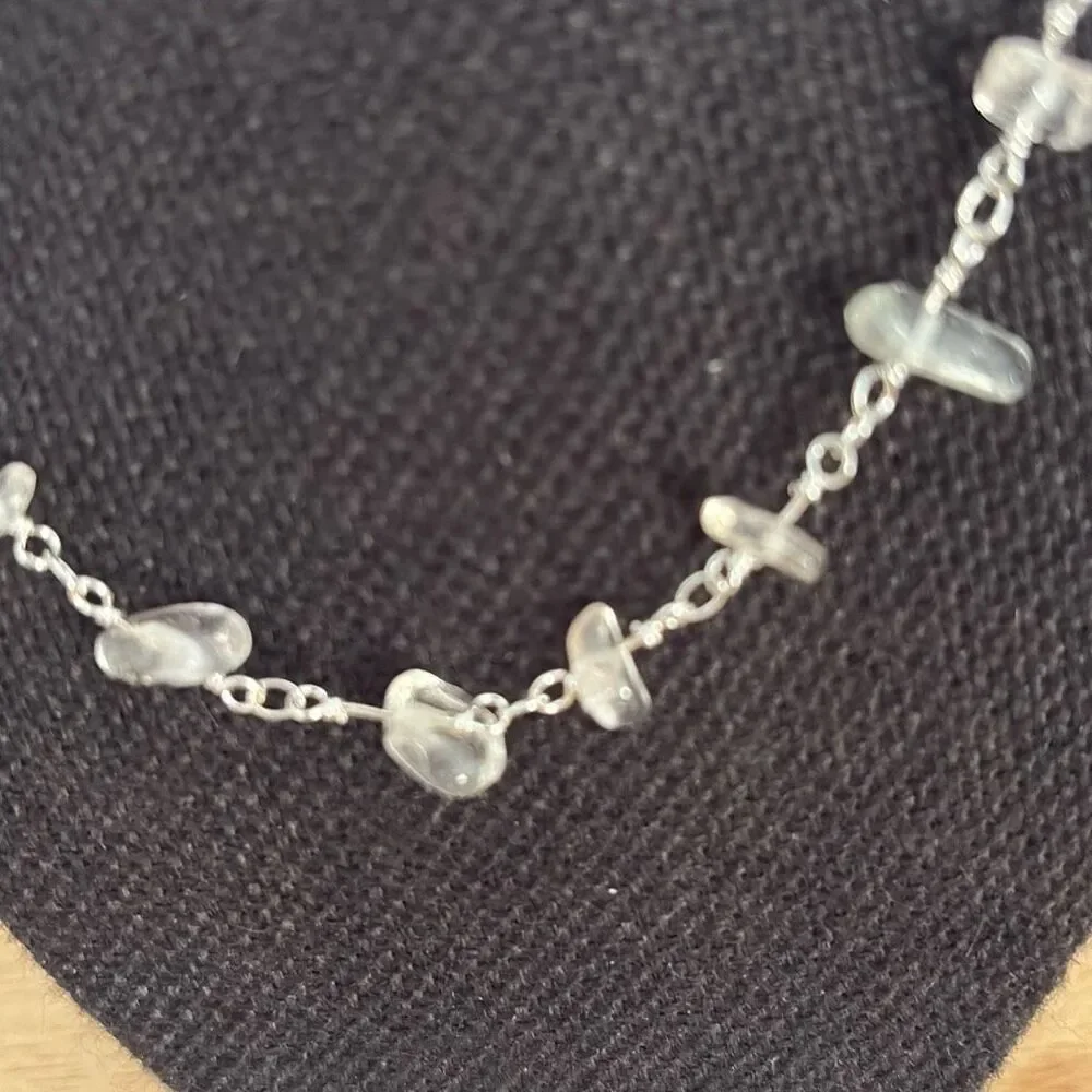 Sparkling Crystal and Silver Necklace, 18”, NEW, Handmade